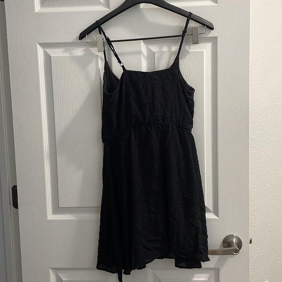 Textured Black Dress Fabric Dots Lace Adjustable Spaghetti Straps Scoop Neck XS - Picture 6 of 6